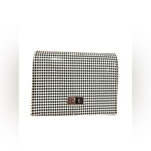 Perry Ellis Black and White Houndstooth  Checked Patent Leather Wallet Bi-fold